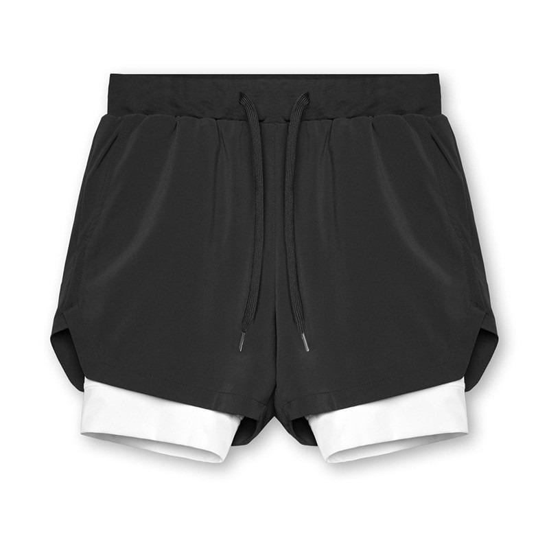 Herren 2-in-1 Kompressionsshorts Elastischer Bund Mit Handytasche Fitnessbekleidung