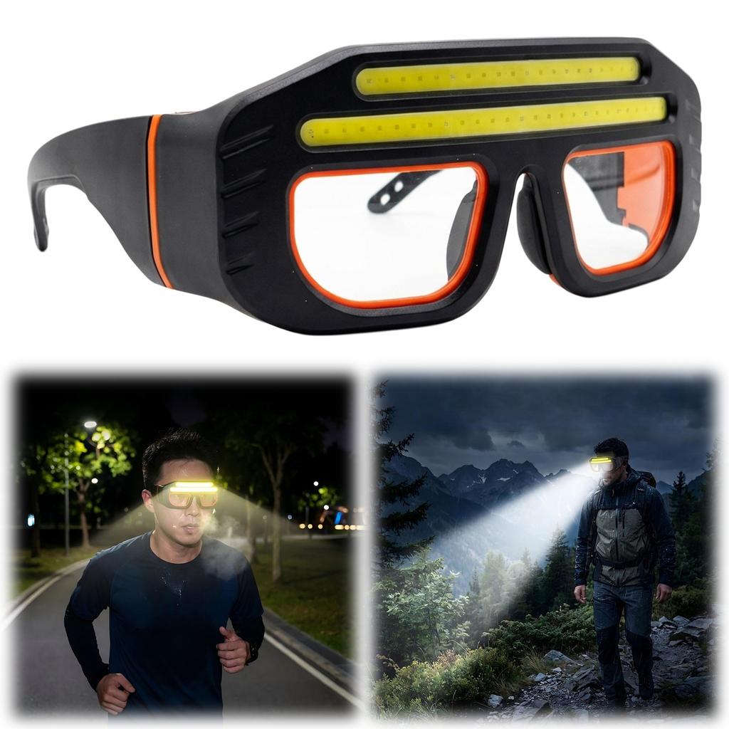 LED COB Headlamp Safety Glasses Type-C Charging IPX4 Waterproof Headlight Light Up Glasses Headlamp for Camping Hiking Running