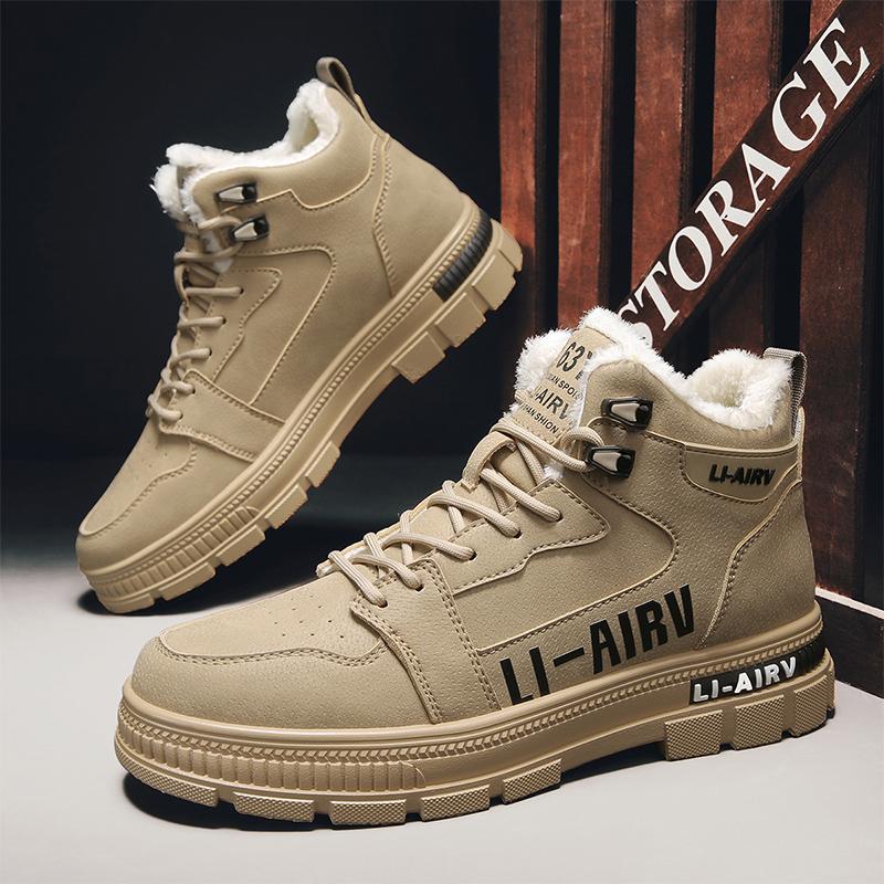 

Повседневная обувь Лоферы Повседневные кроссовки Кожа Мода Мужская Повседневная Утепленная хлопком Средней высоты Мягкая и удобная С увеличением роста 44 хаки