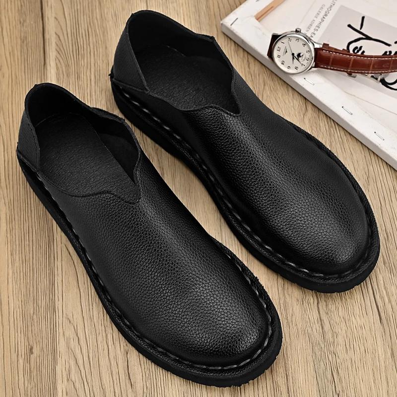 ModeEchtes Leder Herrenschuhe Lässige Herren Slipper Fahrschuhe Weiche Lederschuhe Herren Flats Bequeme Mokassinschuhe für Herren