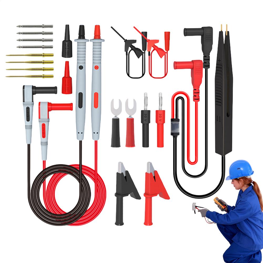 Electrical Multimeter Test Lead Kit Professional Alligator Clip Probe Leads Set Replaceable Pin Electronic Repair Tool Kit For