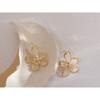 Yhpup Shiny Cubic Zirconia Flower Stud Earrings Exquisite Trendy Copper 14 K Plated Women Earrings Gift
