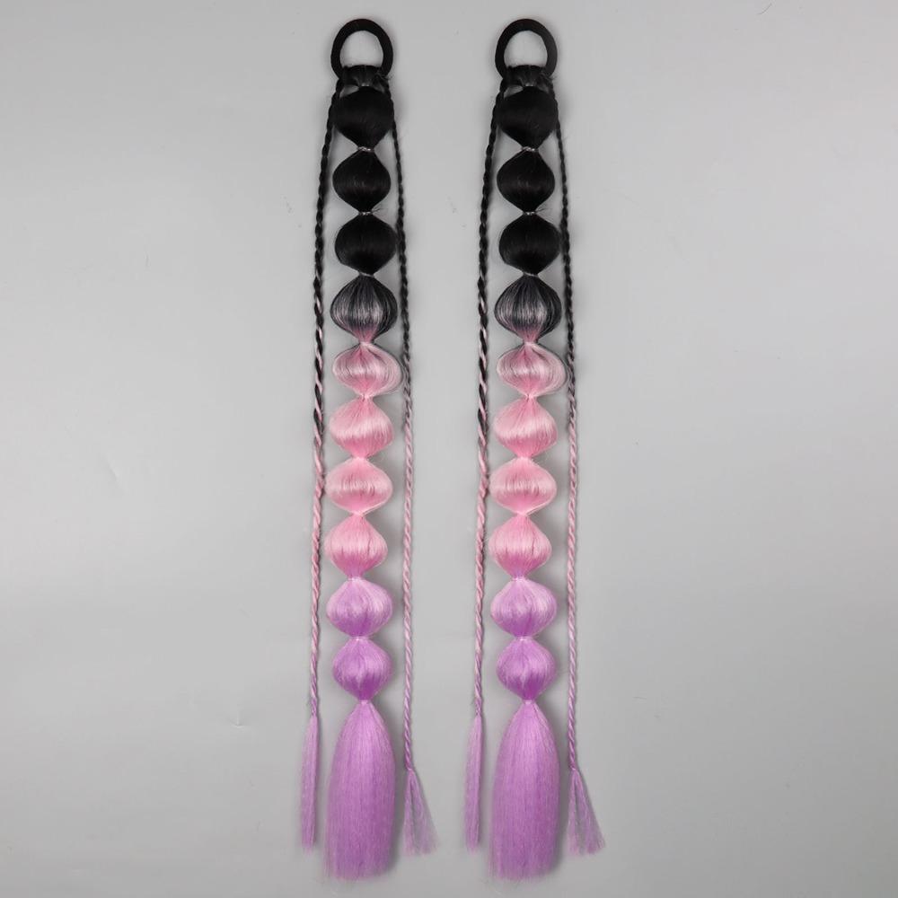 2Pcs Colorful Twist Braid Bulk Lantern Braid Braided Ponytails Natural Bubble Jumbo Braid for Women