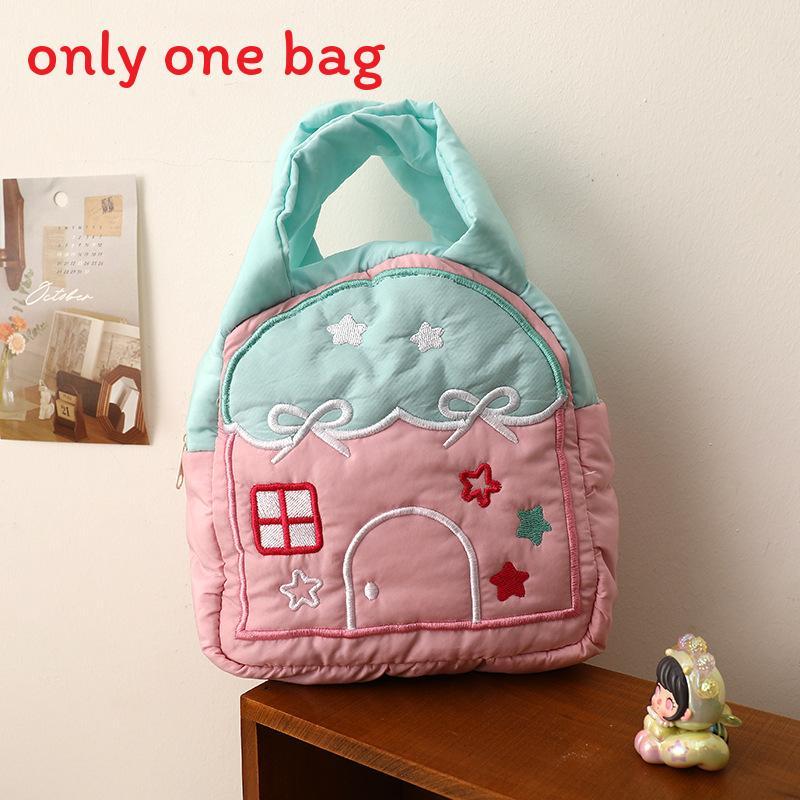 Polyester Cartoon Embroidered Cosmetic Bag With Zipper Closure For Daily Use