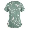 Women's Fashion V-neck Short Sleeve Workwear With Pockets Printed Tops
