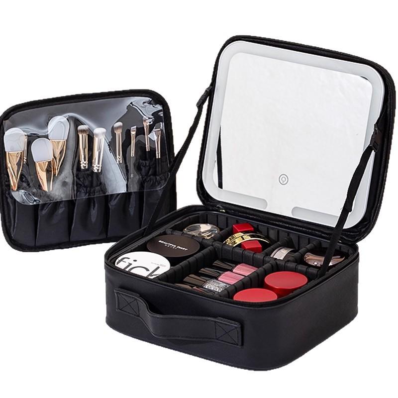 Portable LED Makeup Case with Large Mirror and Handle
