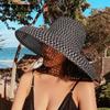 Elegantes sombreros tipo cubo de ala ancha para el sol, estilo francés Hepburn, diseño calado, protección solar para exteriores, viajes, playa, uso diario para mujer.