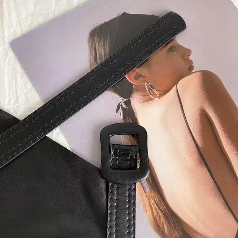 Wide PU Leather Belt Women With Ruffled Hem Dress Waist Cincher Metal Buckle Chic Streetwear Accessory