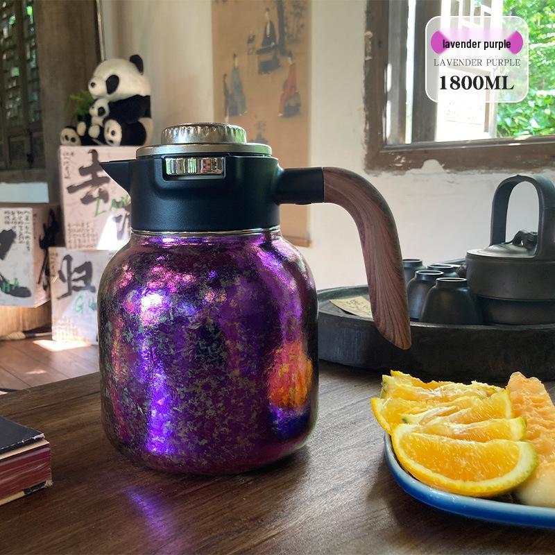 Pure Titanium Insulated Stewing Pot with Handle and Smart Temperature Display for Tea, Coffee, and Water Separation, Large Capacity.