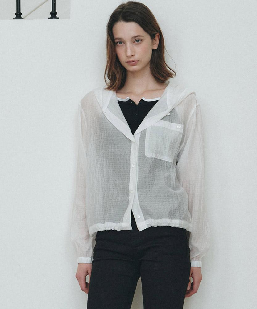 AAU Sheer Two-Way Hoodie_White