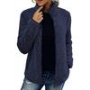 Stand Collar Solid Color Sweatshirt Women Casual Fashion Long Sleeve Zip Up Bubble Fleece Jacket