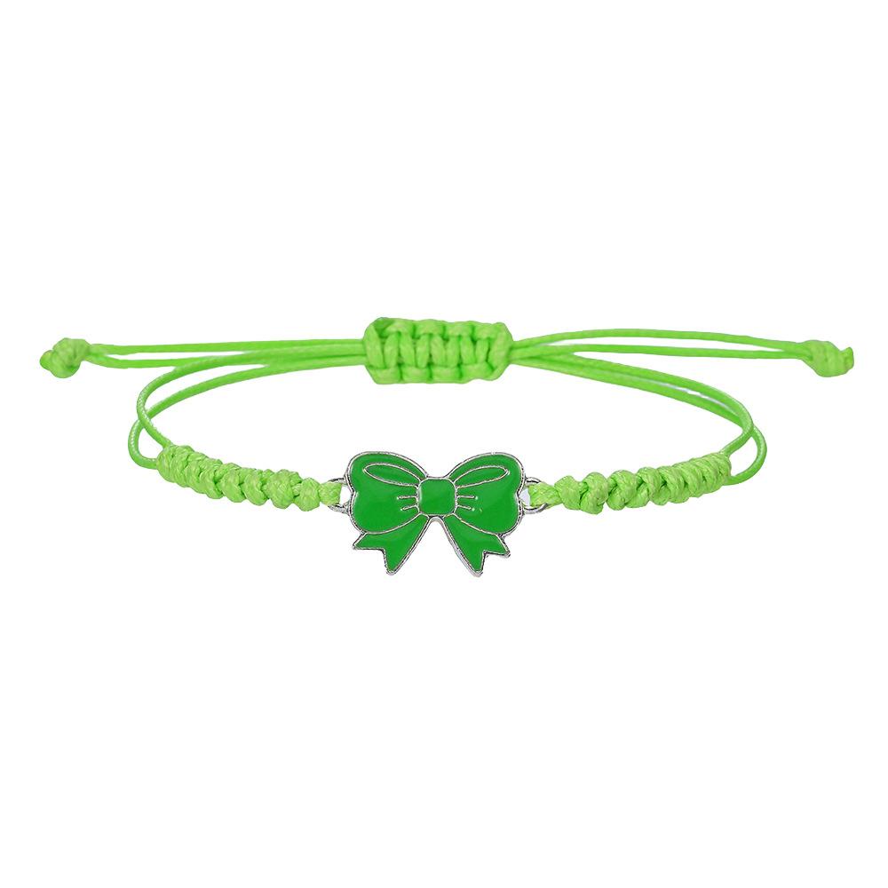 Popular hand-woven colored hand rope, alloy drip bow accessories, girlfriend friendship bracelet