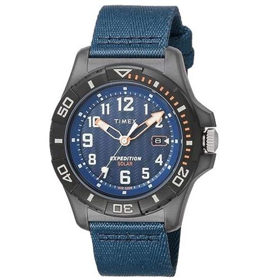 TIMEX Expedition Free-dive Ocean Blue Watch TW2V40300 Mens 44MM Plastic Mineral Glass Solar 5 ATM Water Resistant