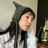 Cat Ear Beanie Hat for Women Harajuku Style Star/Stripe Skull Hat Handmade Crochet Hat Y2K Cool Girls Warm Headpieces