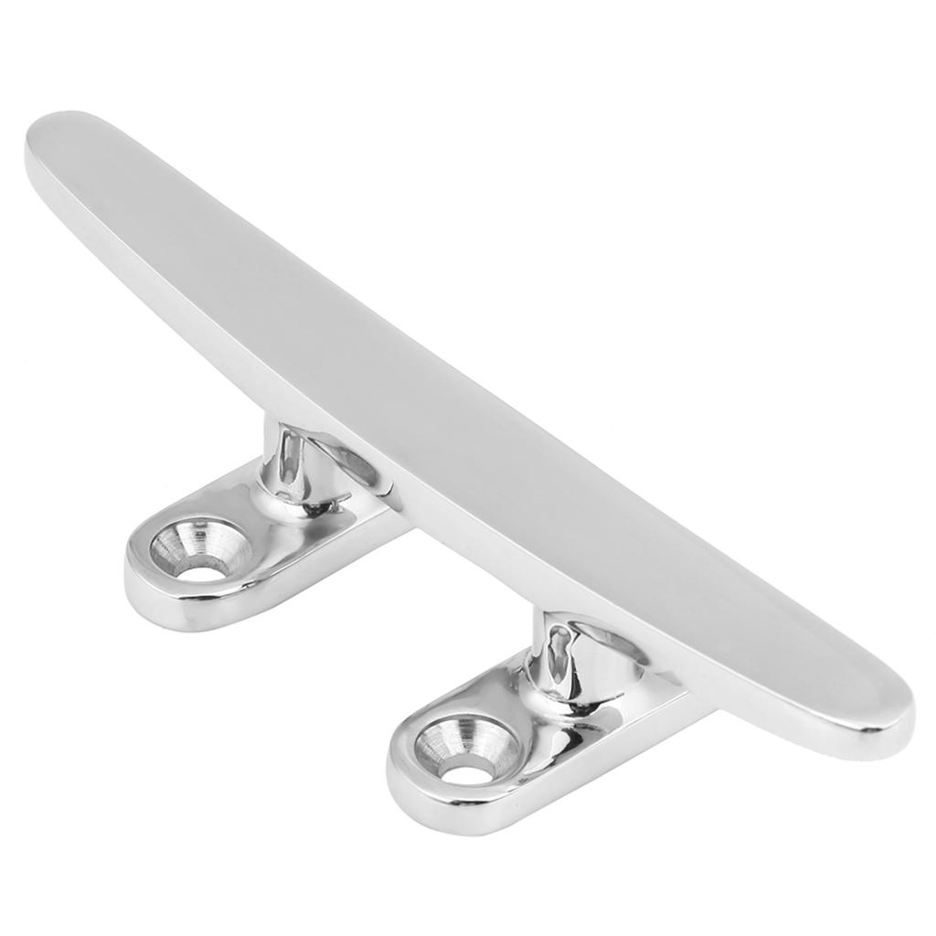 Boat Cleats, Marine Grade Rope Cleat Stainless Steel Boat Cleats Flat Top Base Low Trimline Cleat for Docks, Decks, Kayaks, Marine, Silver 4.9x1.8 In