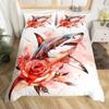 Shark Duvet Cover Queen Marine Life Comforter Cover Blue And White Cartoon Shark Bedding Set Nautical Ocean Theme Quilt Cover