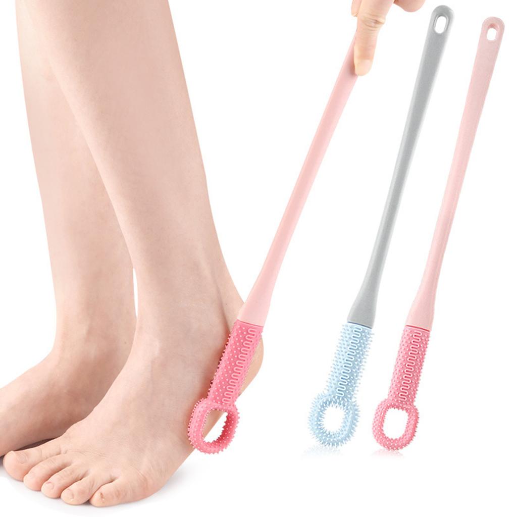 Long Handle Foot Scrubber Brush For Toe Crack Dead Skin Removal With Soft Bristles Exfoliator Massage Tool