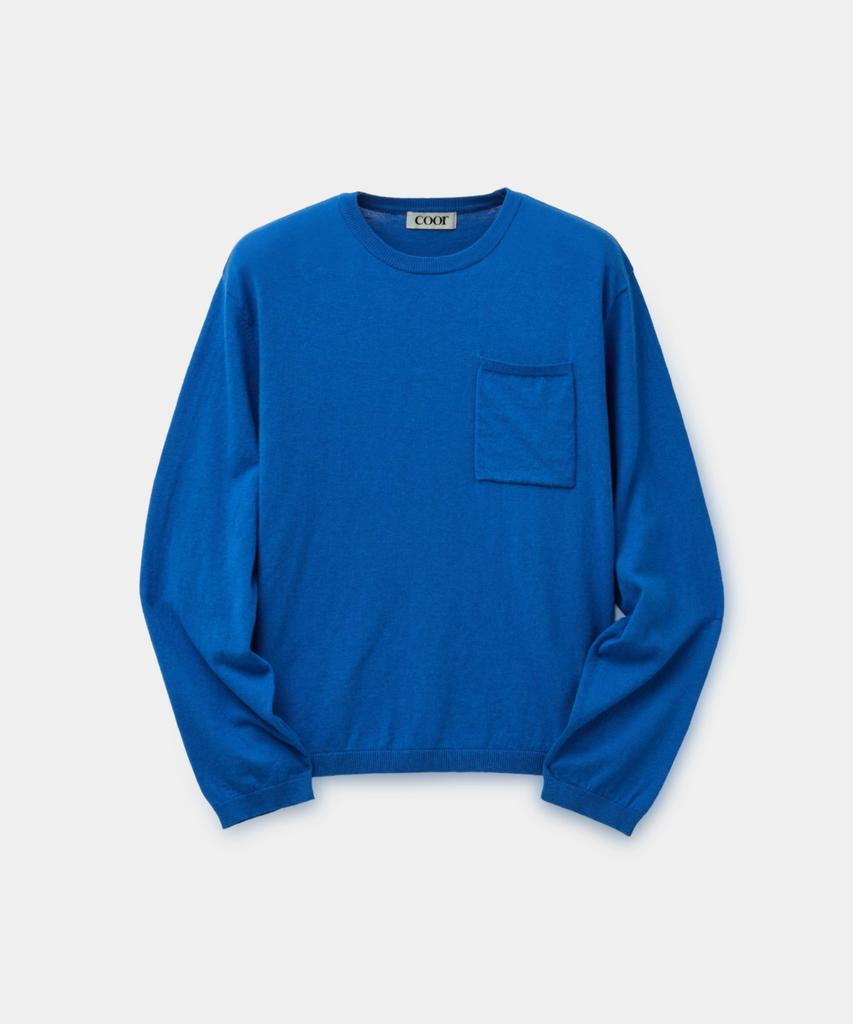 Kueo Light Cashmere Blend Crew Neck Sweater (Marine Blue)