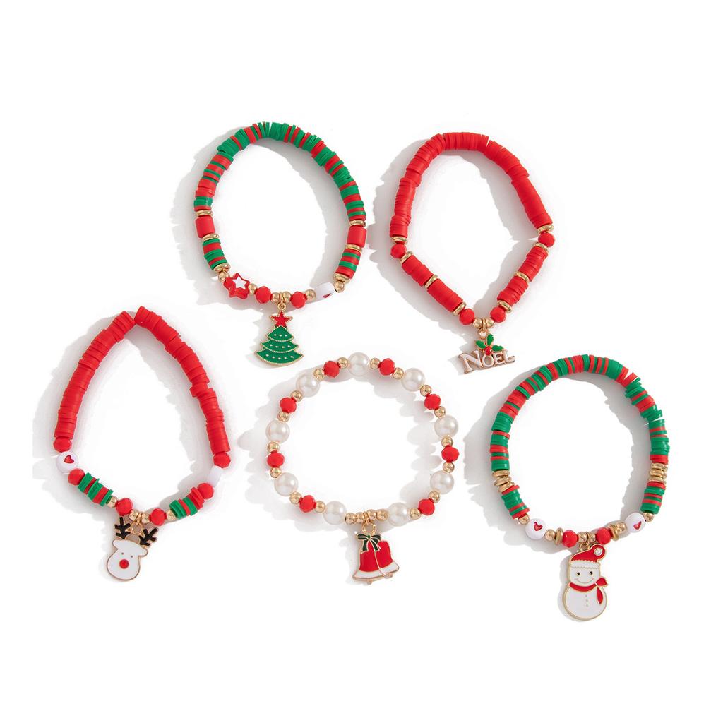 Weihnachts-Elch Weich Ton Farbe Weich Ton Armband Nische Buchstabe Elastisches Schmuckset