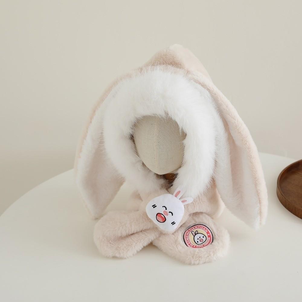 Plush Integrated Hat Scarf Set Windproof Neck Warmer New Ear Protection Hat Kids
