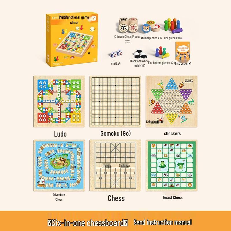 

HANDUNYOU Kids 6-in-1 Multifunctional Board Game Set