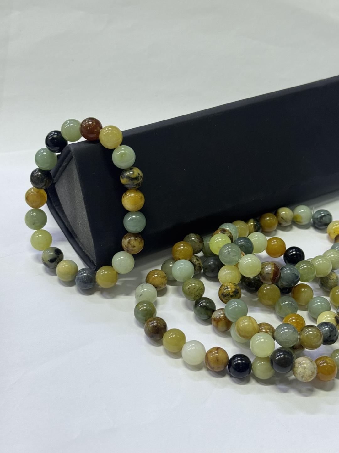 Exquisite Natural Xiuyan Jade Flower Bracelet with Multi-Treasure Beaded Strands Polished нефритовый