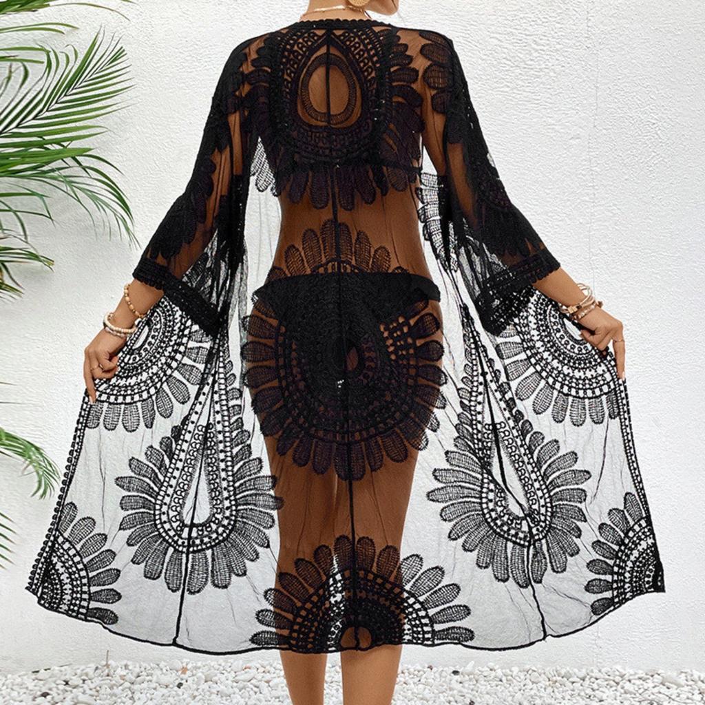 Lace, Embroidery, Cardigan, Swimsuit Outerwear, Beach Cover