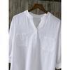 Plus Size Women White Loose Casual Round Neck Three Quarter Sleeve Shirt