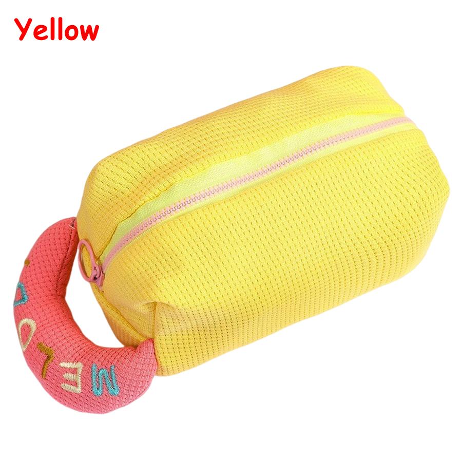 

Cream Color Portable Cosmetics Storage Bag Large Capacity Makeup Bag Cute Stationery Storage Bag Suitable for Daily Necessities жёлтый
