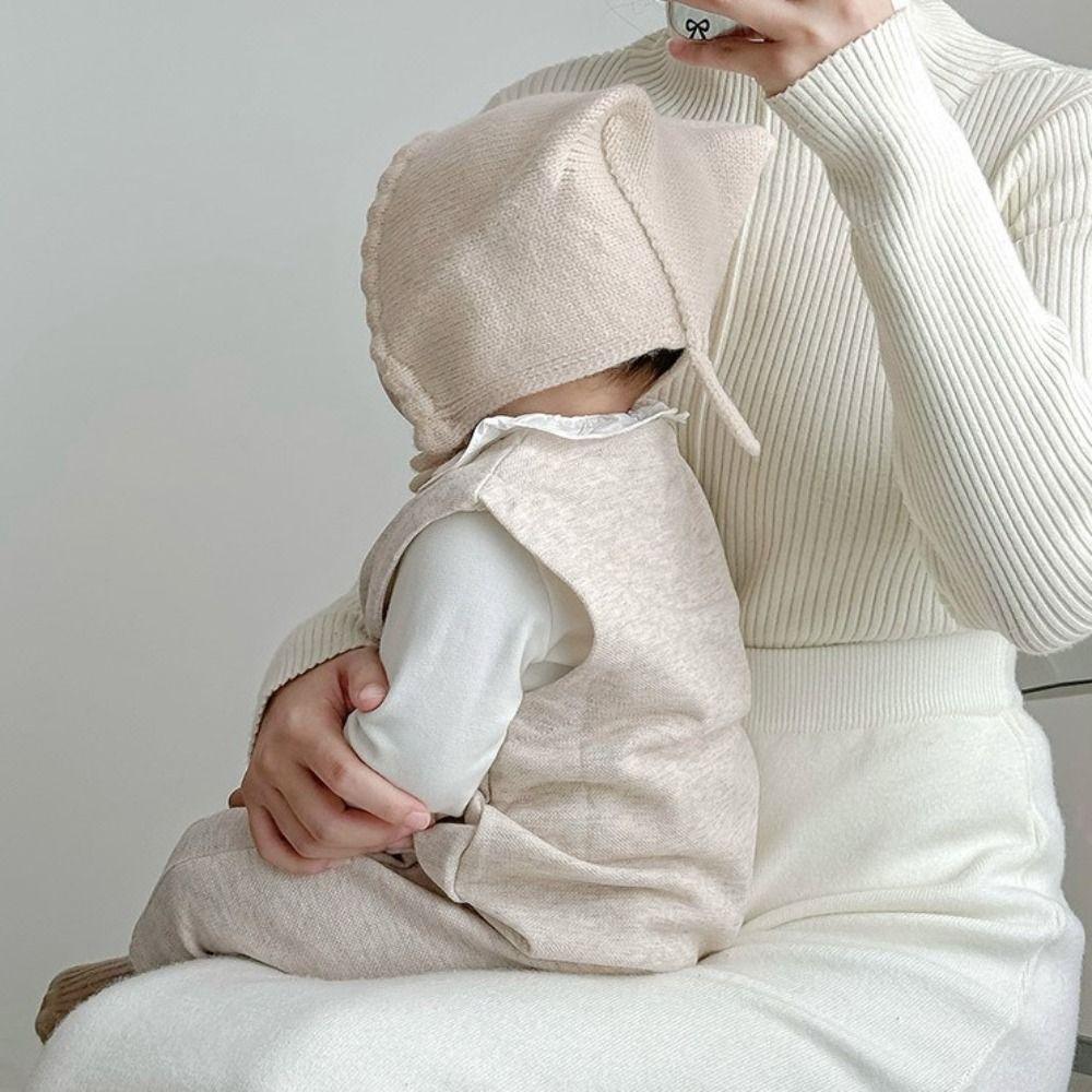 Winter Baby Knitting Hat Solid Color Ear Protection Cap Cute Cat Ear Knit Hat  Boys Girls