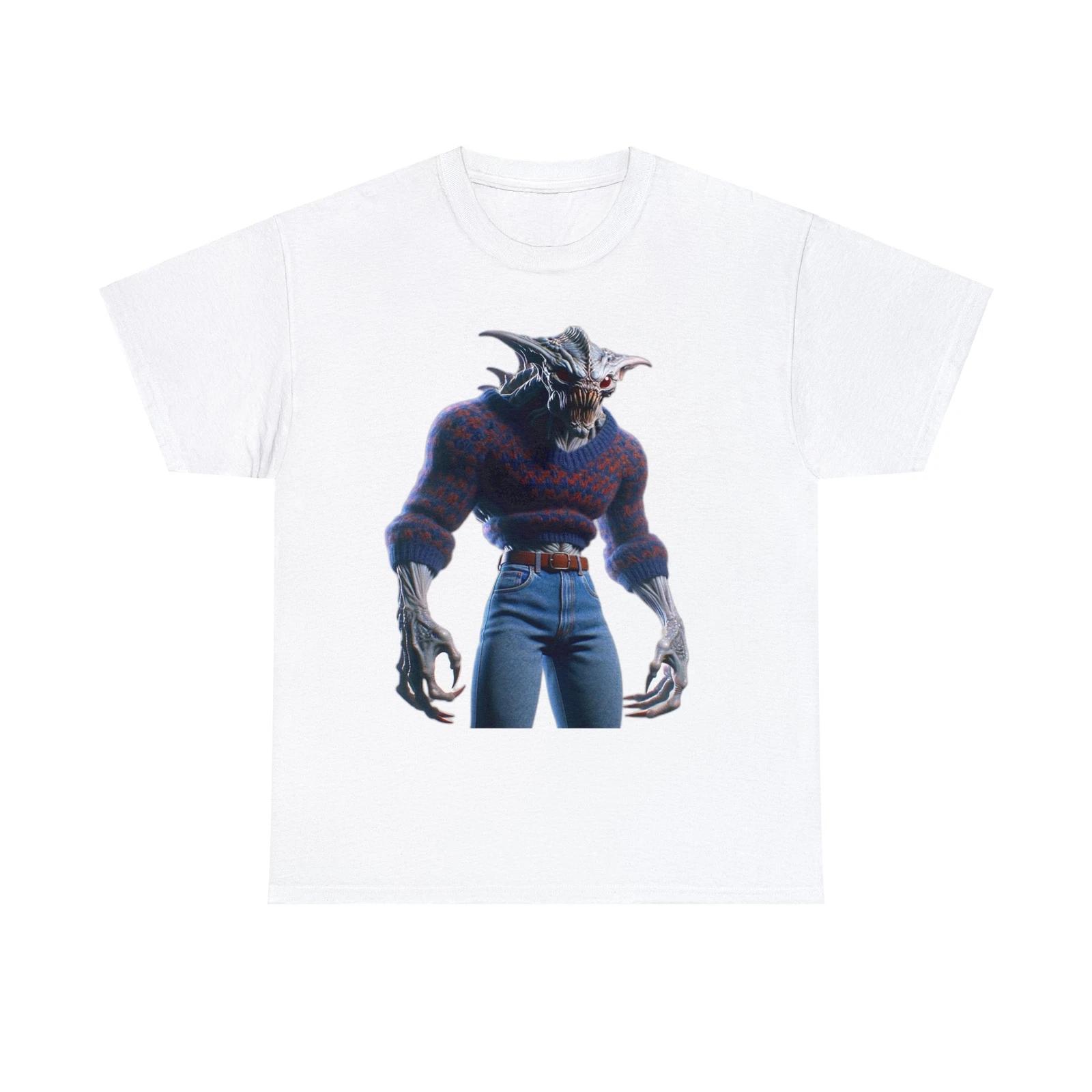 Unisex Adult T Shirt Quirky Funny Monster 1990s Mom Jeans Cropped Sweater Retro M