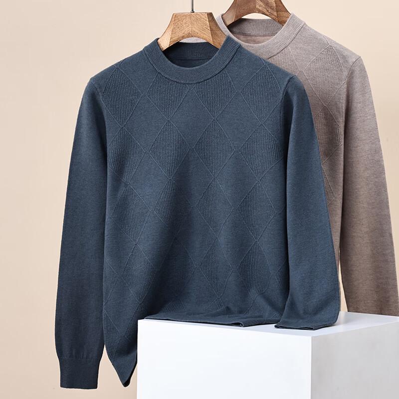 Hengyuanxiang Men's 100% Pure Wool Round Neck Sweater