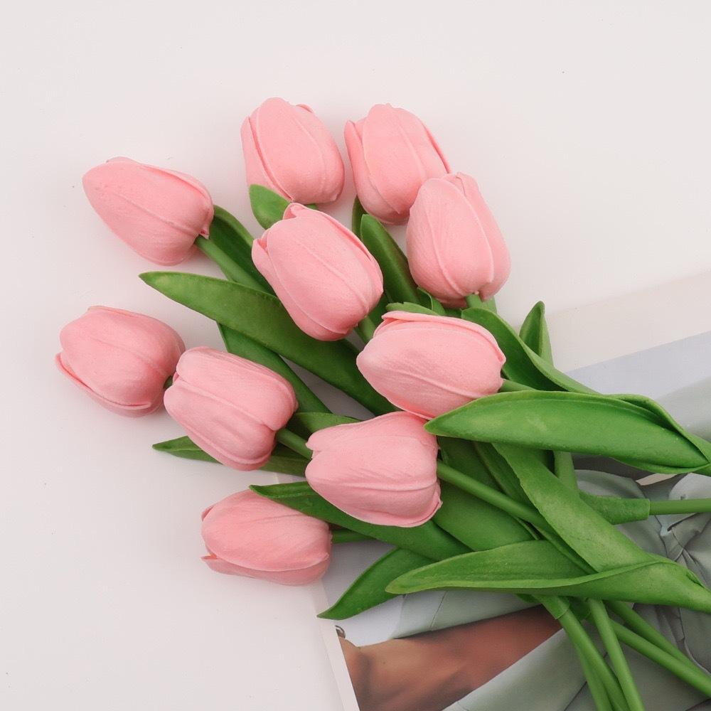 1pcs Mini White Tulip Artificial Flowers, Wedding Home Decor, Realistic Fake Tulips Gifts Birthday Graduation