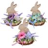 Cute Rabbit Easter Bunny Ornament Wooden Easter Decoration Easter Bunny Wooden Sign Decor Spring Flower Desktop Ornament Tiered