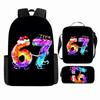 Large Capacity Schoolbag with Shoulder Strap; Student Three-piece Pencil Case Set