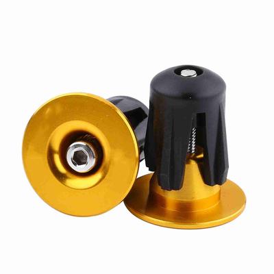 2pcs Colorful Aluminum Bike Bicycle Handlebars Bar Grips End Plugs Caps (Gold)
