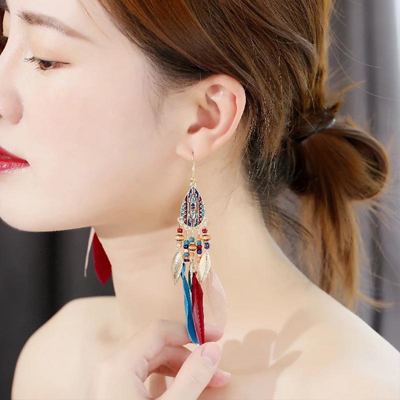 

Серьги из металлического листа в форме капли Винтажные серьги с кисточками из рисовых бусин