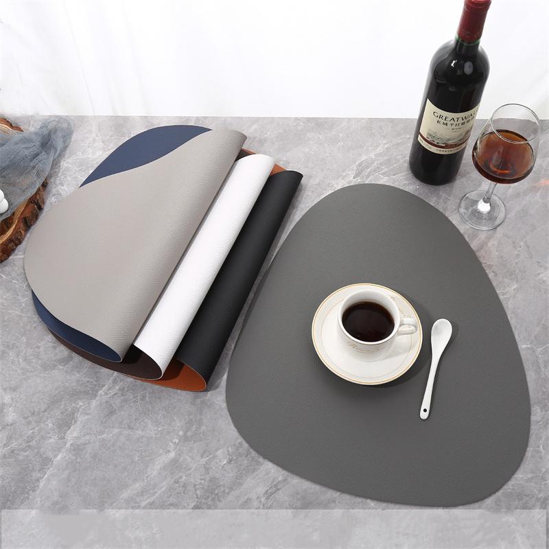 2 PCS Droplet Shape Nordic Originality Dining Table Mats Kitchen Accessories Cup Coaster Waterproof Oil Proof Leather Meal Mat