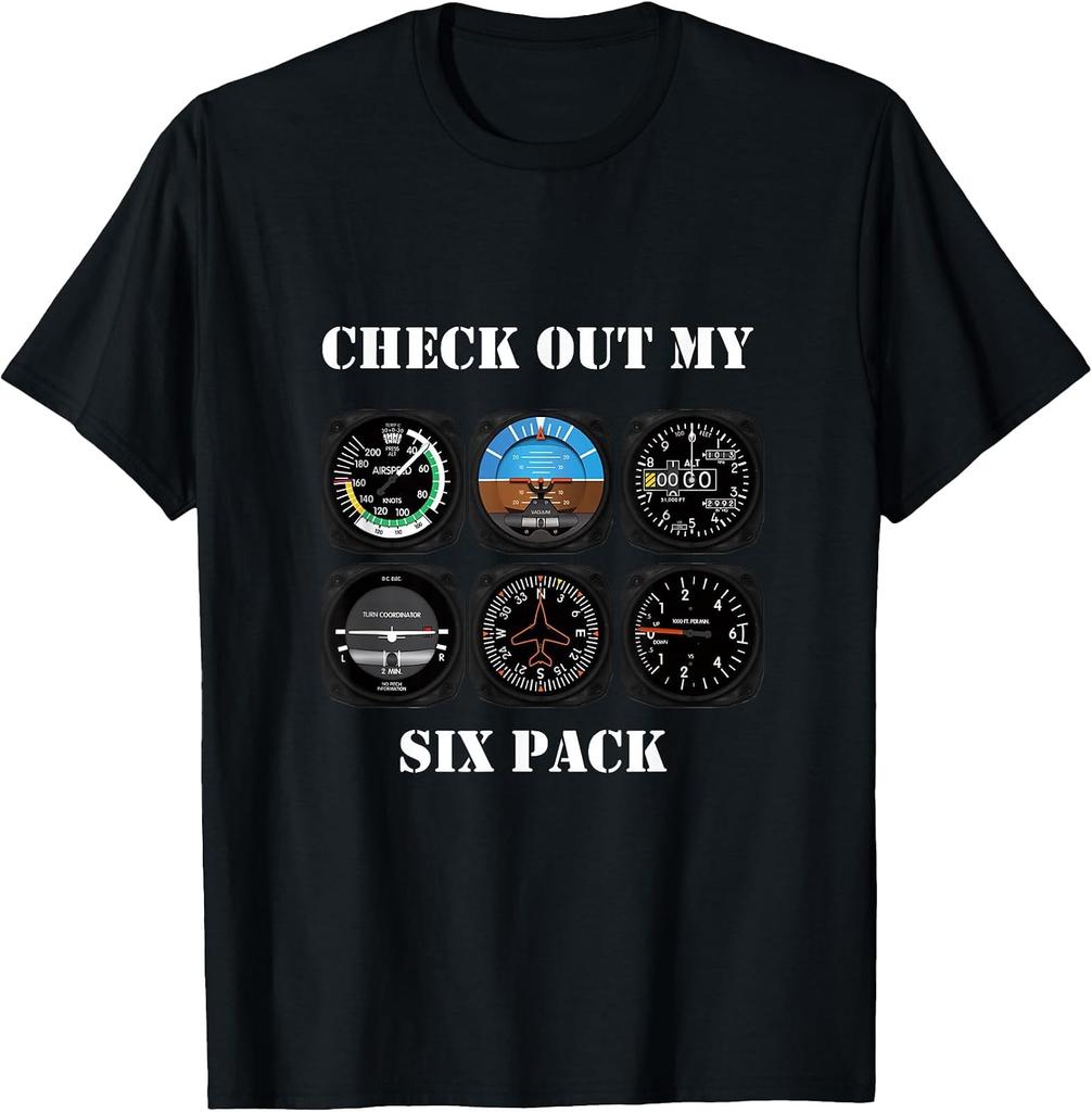 Pilot Aviation Check Out My Six Pack Flying Airplane T-Shirt