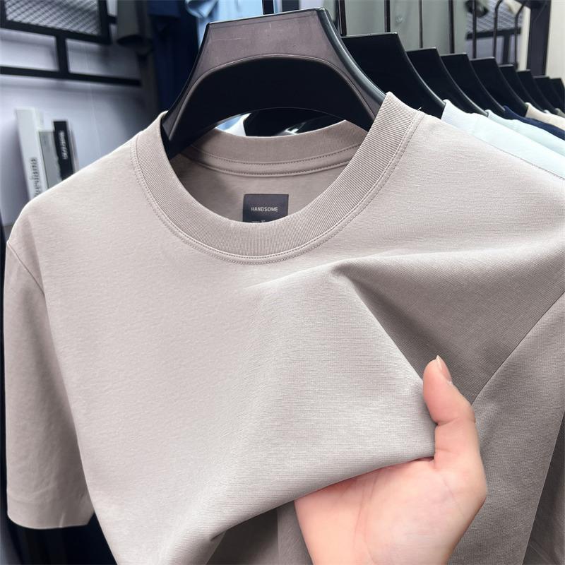 High Quality Men's O-Neck Short Sleeve T-Shirt Summer Arrival Solid Color Simple Ventilate Casual Versatile Sports Men'swear