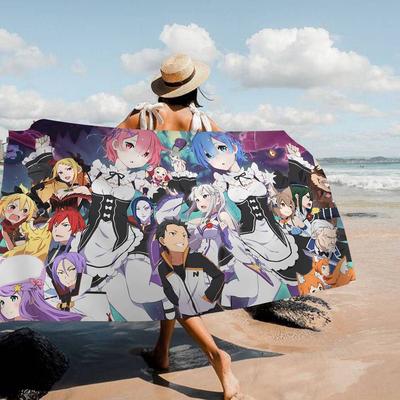 1pc Re Zero Rem Ram Emilia Summer Beach Towel Microfiber Quick Dry Anime Bath Towel For Pool Travel Otaku Fans Gift
