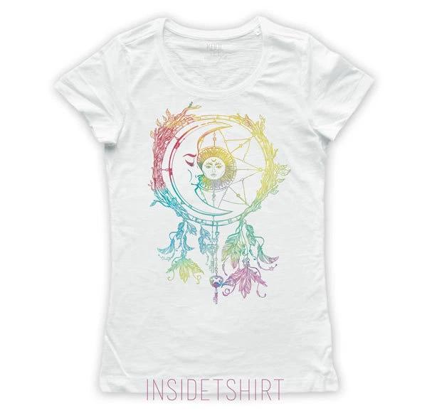 

MOON DREAMS CATCHER T-SHIRT women s feather jersey T-SHIRT GIRL 2XL