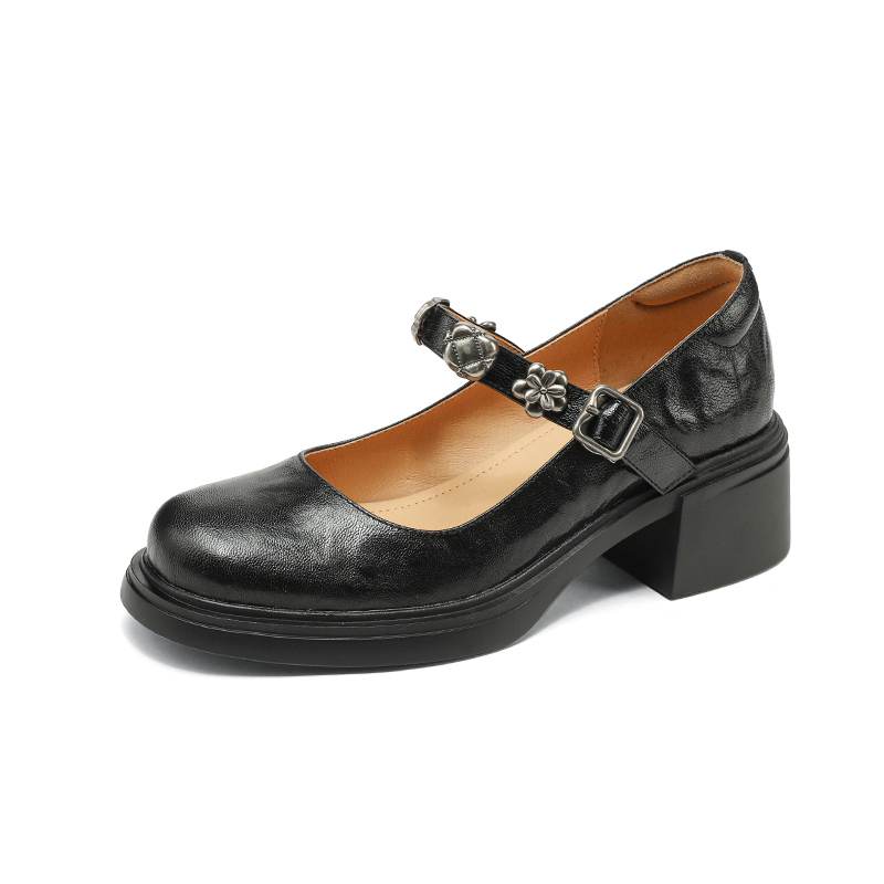 

Krazing Pot Овчина Круглый Носок Размер 40 Толстая Подошва Массивный Каблук Металлическая Пряжка Модные Гладиаторы Осенняя Обувь 40 чёрный