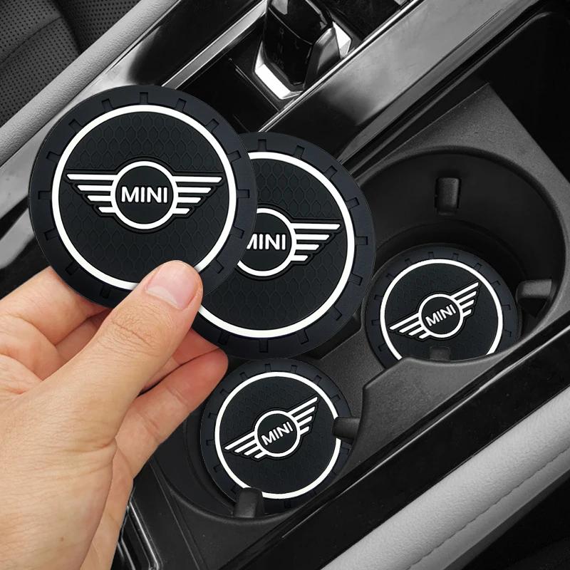 1/2Pcs Car Coasters Water Cup Slots Non-Slip Mat For Mini Cooper JCW Works R56 R50 F54 F55 F56 F57 F60 R52 R53 R55 R57 R58 R59