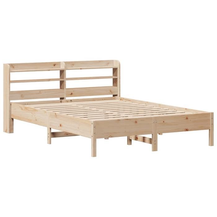 VidaXL Cadre de lit avec tête de lit 135x190 cm bois de pin massif, lit, meuble de chambre à coucher, lit en bois, lit 3306903