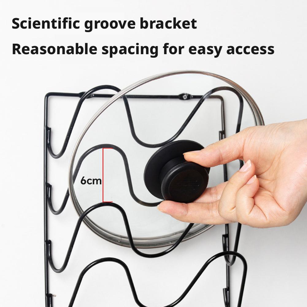 5 Tier Pot Lid Rack Wall Mounted Kitchen Storage Rack Large Cutting Board Holder Household Multi Layer Organizer For Kitchenware