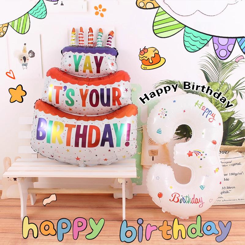 32-inch Digital Balloon Decor for Children's Birthday Party - Happy Birthday Photo Props