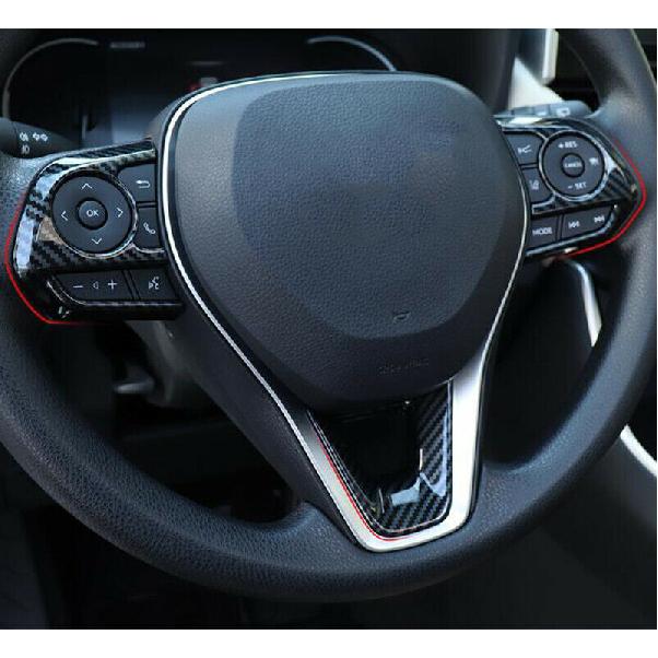 Carbon fiber internal Steering Wheel Trim 3pcs For Toyota RAV4 -