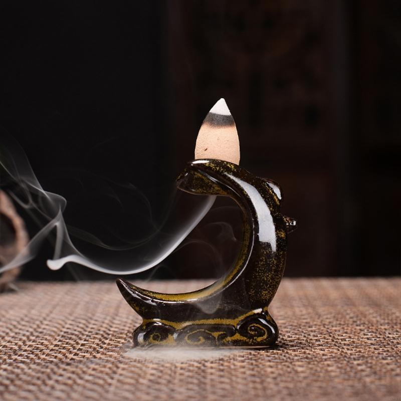 62KD Waterfall Incense for Burner Ceramic Backflow Incense Holder Fountain Backflow Incense Cones for Home Office Decor Gifts