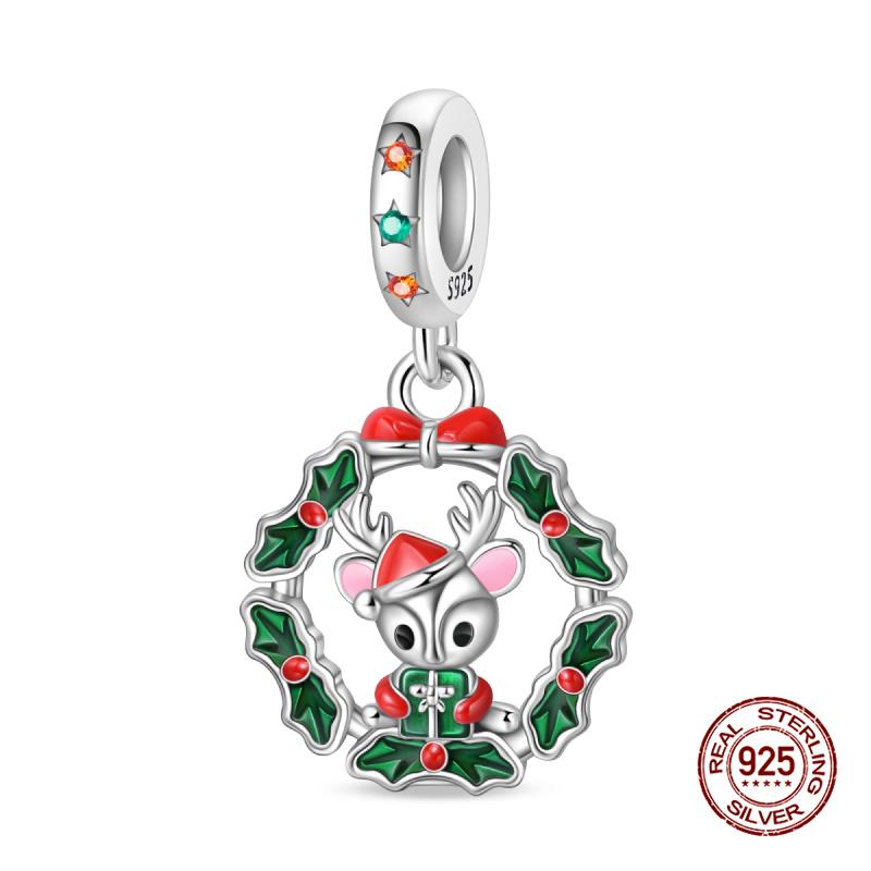 New In Fashion Copper Christmas Series Little Elk Charm Beads Fit 3Mm Original Bracelet Necklace For Women Diy Jewelry Gifts